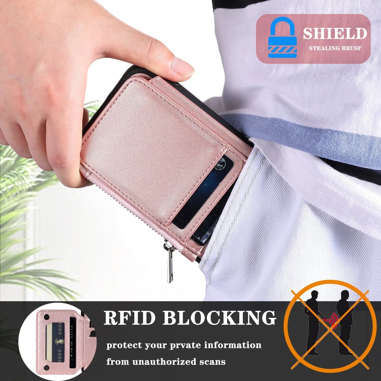 009 For Samsung Galaxy A52 4G / A52 5G / 52s 5G RFID Blocking Phone Case PU TPU Cover Kickstand Zipper Wallet Shell with Strap
