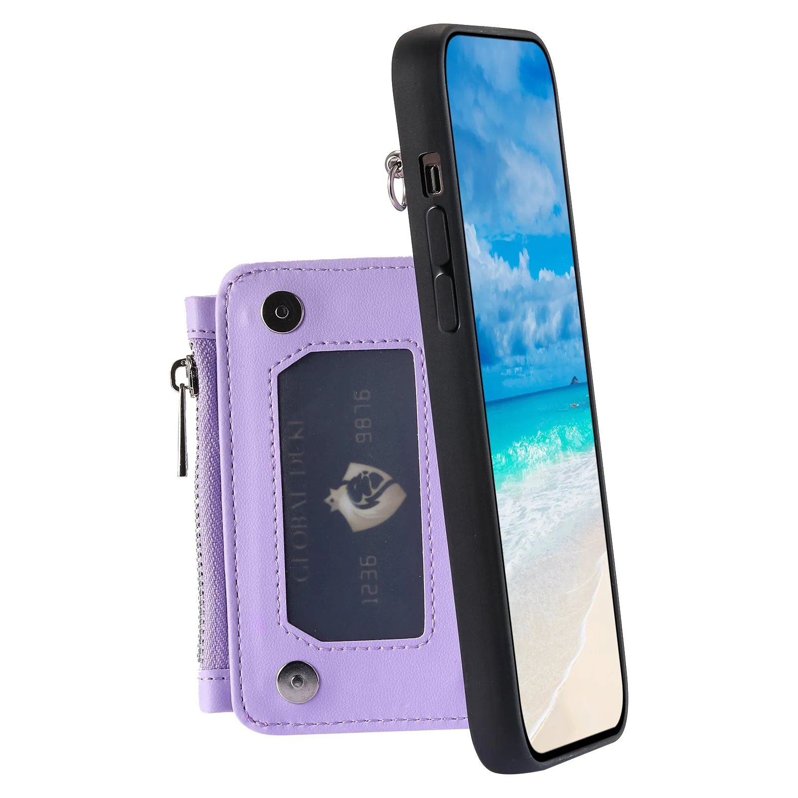 009 For Samsung Galaxy A52 4G / A52 5G / 52s 5G RFID Blocking Phone Case PU TPU Cover Kickstand Zipper Wallet Shell with Strap