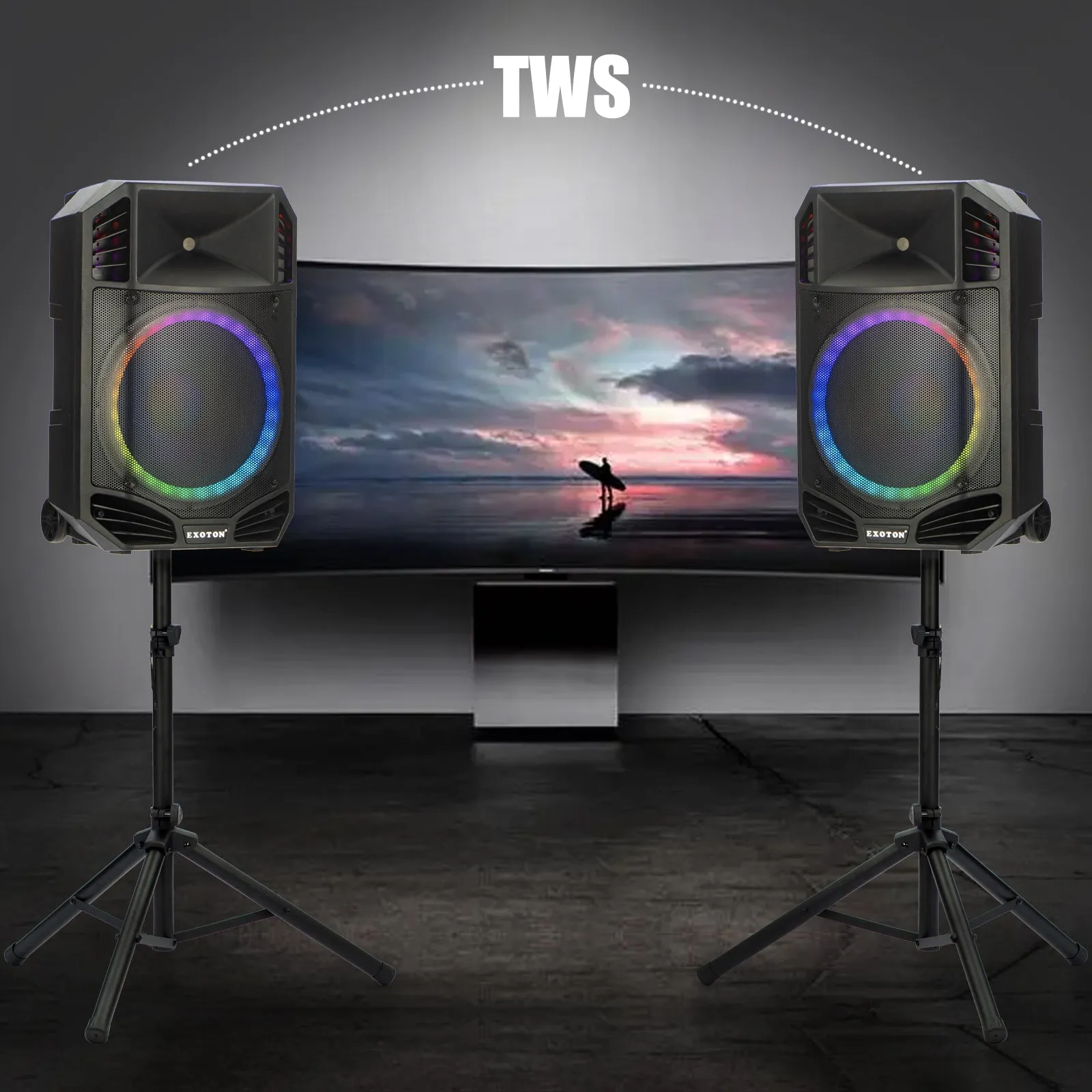 1600W 15-inch Bluetooth Portable PA System With Wireless Mic