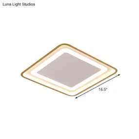 16.5"/20.5" W Modern LED Flush Light Gold Squared Ceiling Lamp for Bedroom with Acrylic Shade - Warm/White Light