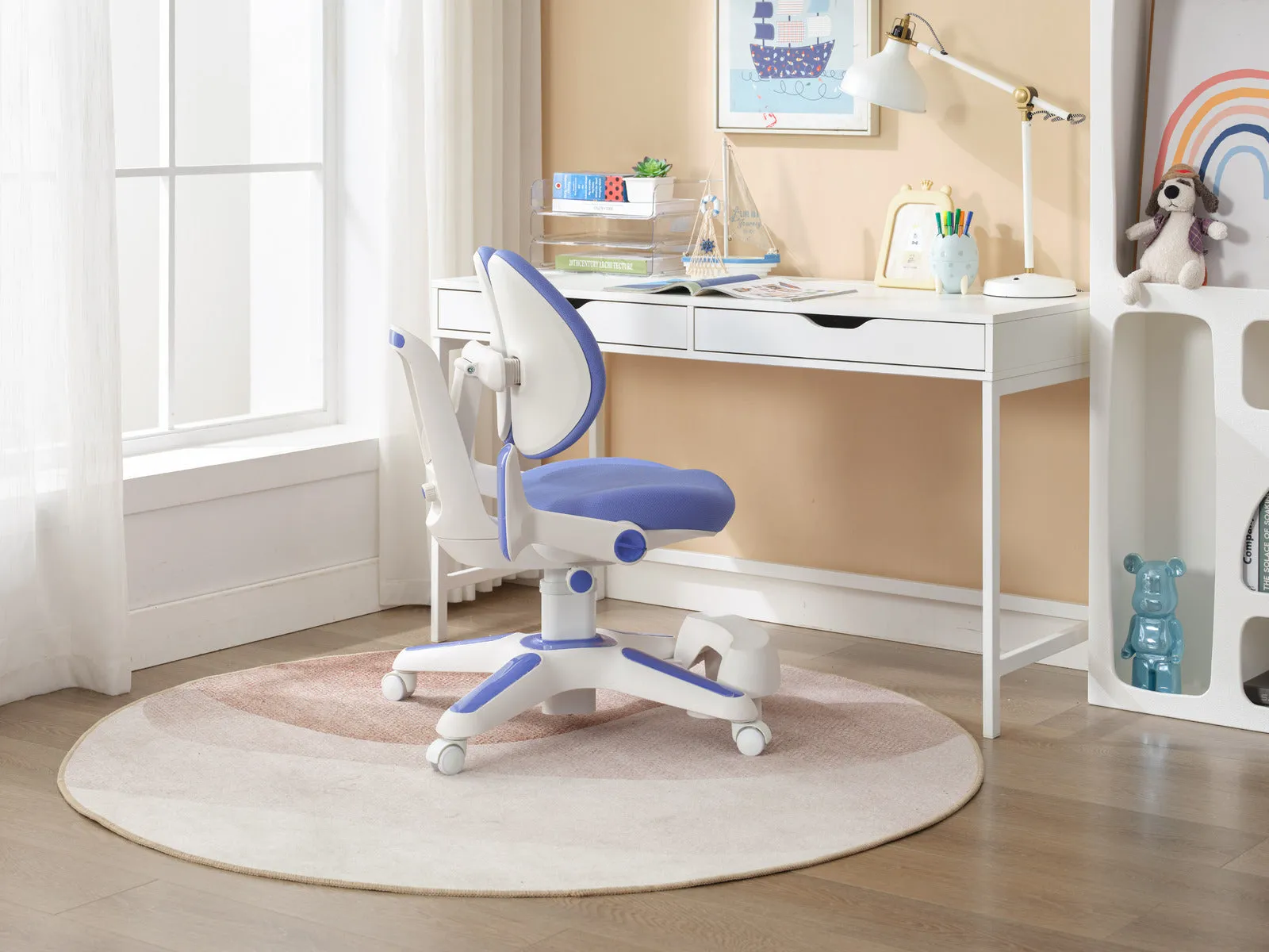 1x Ergonomic Study Chairs for Kids - Height Adjustable - Blue