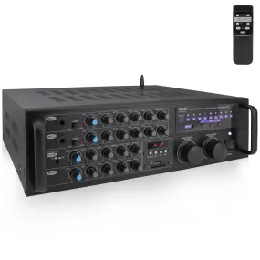 2000 Watt Bluetooth Stereo Mixer Karaoke Amplifier, Microphone/Rca Audio/Video Inputs, Mic-Talkover, Usb/Sd Readers, Rack Mountable Amp