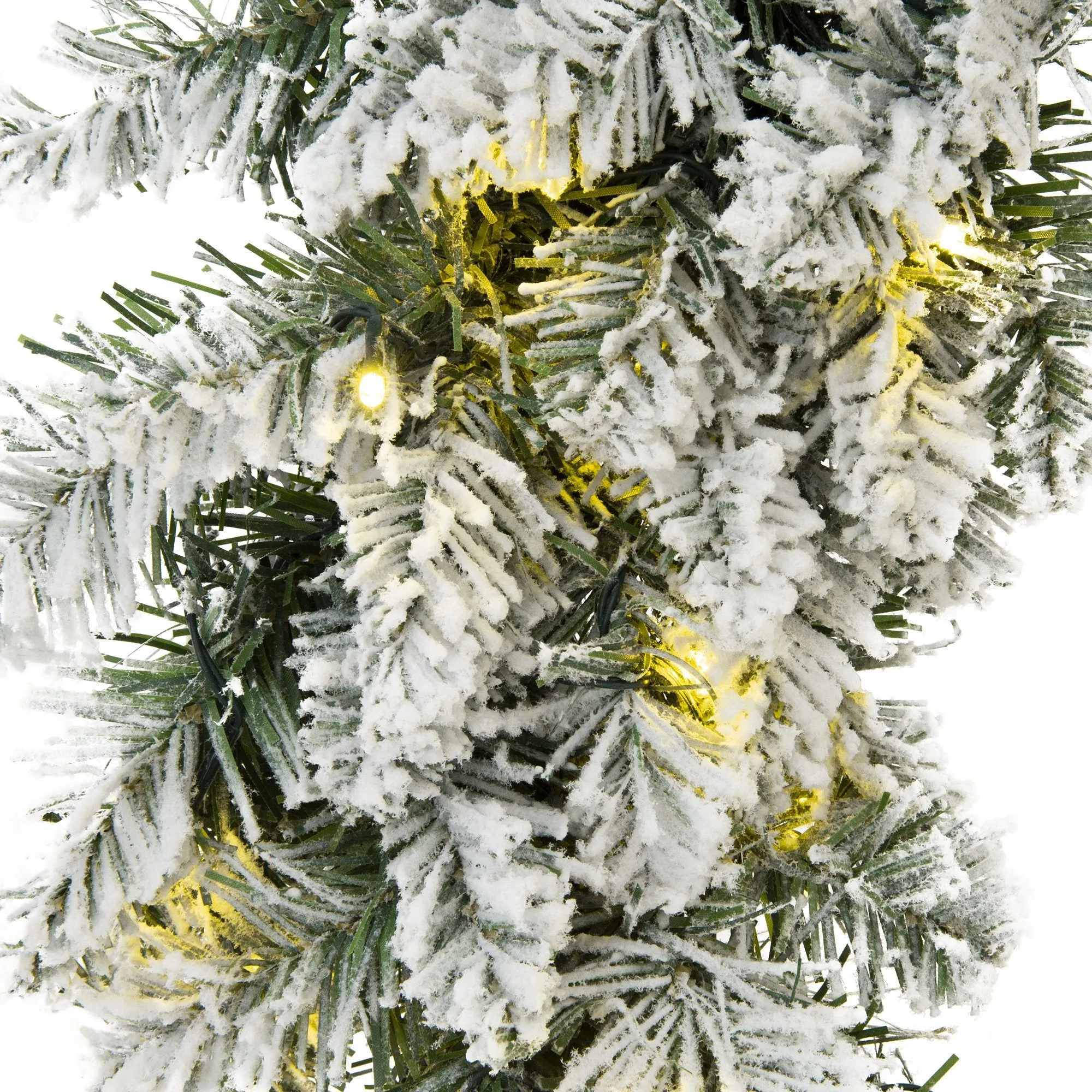 24in Pre-Lit Artificial Flocked Christmas Pine Wreath w/ 50 White LED Lights