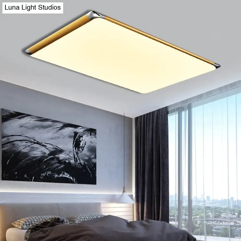 25.5"/36" Rectangular Gold LED Metal Flush Ceiling Light for Living Room with Acrylic Shade - Warm/White