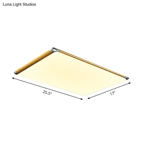 25.5"/36" Rectangular Gold LED Metal Flush Ceiling Light for Living Room with Acrylic Shade - Warm/White