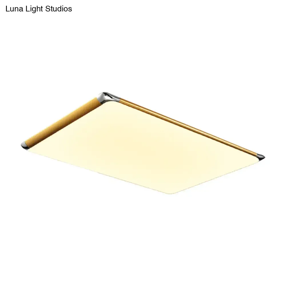 25.5"/36" Rectangular Gold LED Metal Flush Ceiling Light for Living Room with Acrylic Shade - Warm/White