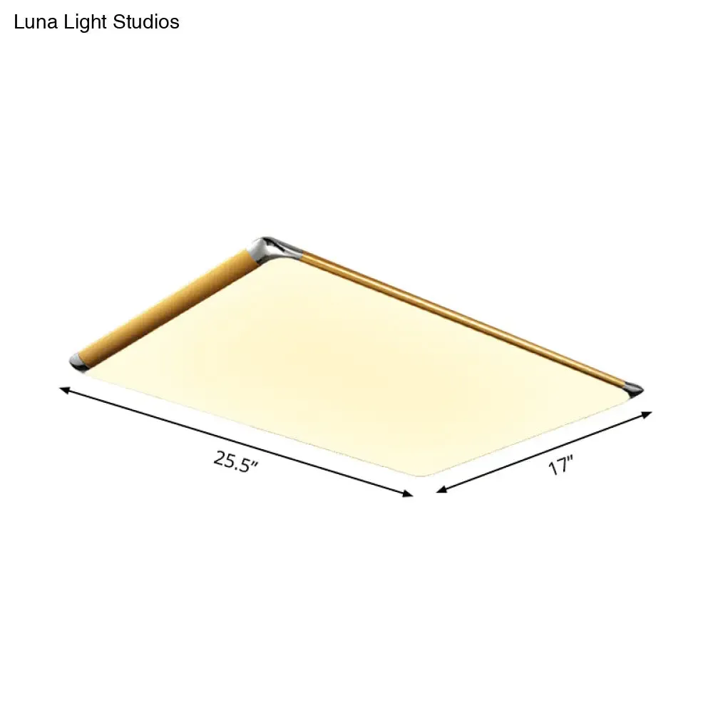 25.5"/36" Rectangular Gold LED Metal Flush Ceiling Light for Living Room with Acrylic Shade - Warm/White