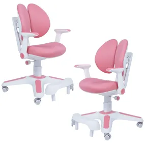 2x Ergonomic Study Chairs for Kids - Height Adjustable - Pink 2x Ergonomic Study Chairs for Kids - Height Adjustable - Pink