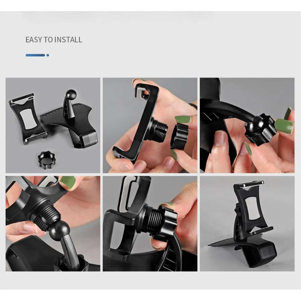 3 in 1 Car GPS Smartphone Holder: Dashboard / Visor Clamp   AC Grid Clip for BLU Studio J1 - Black