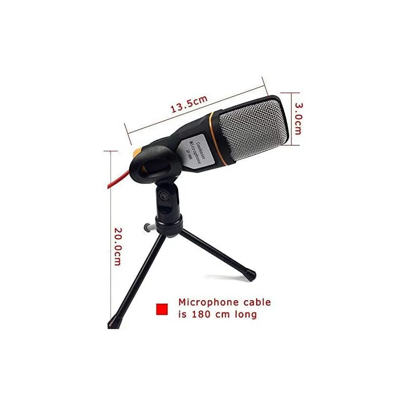 3.5Mm Audio Wired Stereo Condenser Microphone With Holder Stand Clip Sf-666