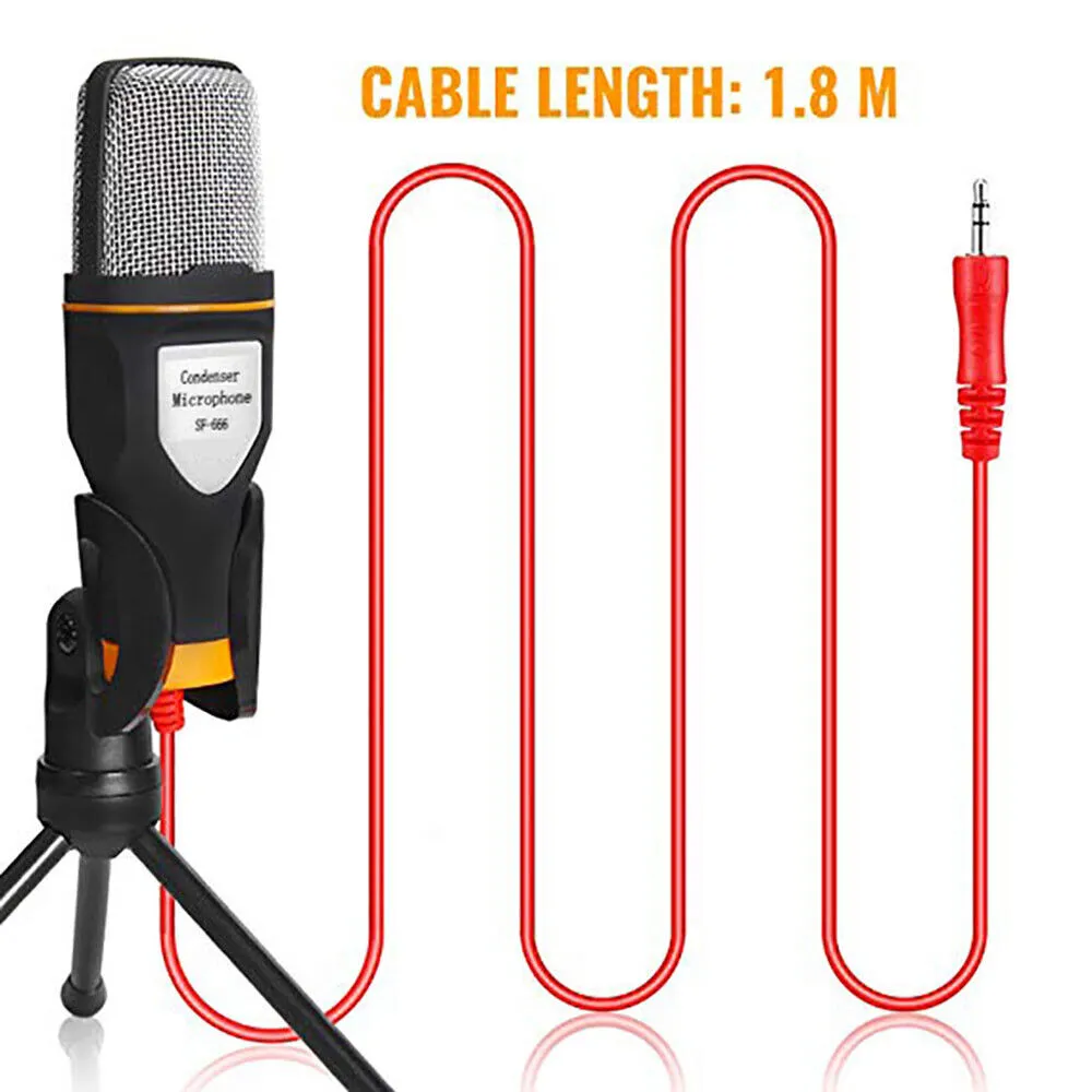 3.5Mm Audio Wired Stereo Condenser Microphone With Holder Stand Clip Sf-666