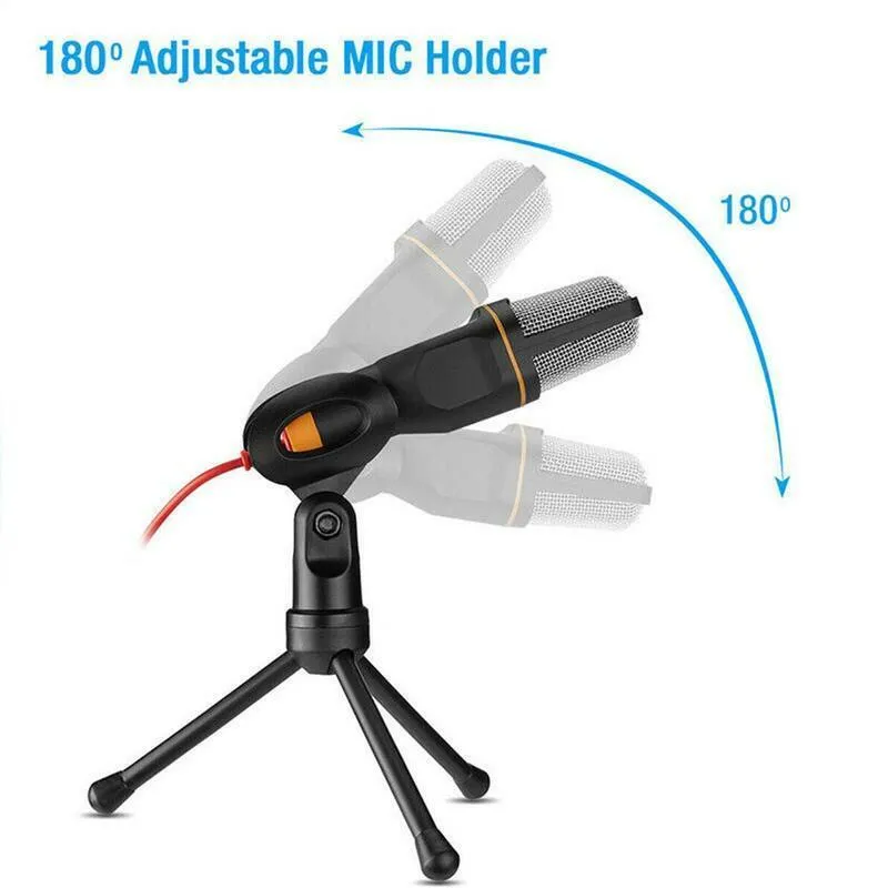 3.5Mm Audio Wired Stereo Condenser Microphone With Holder Stand Clip Sf-666