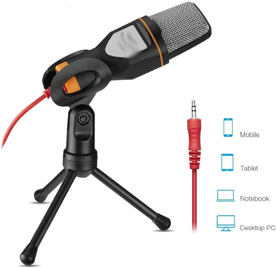 3.5Mm Audio Wired Stereo Condenser Microphone With Holder Stand Clip Sf-666