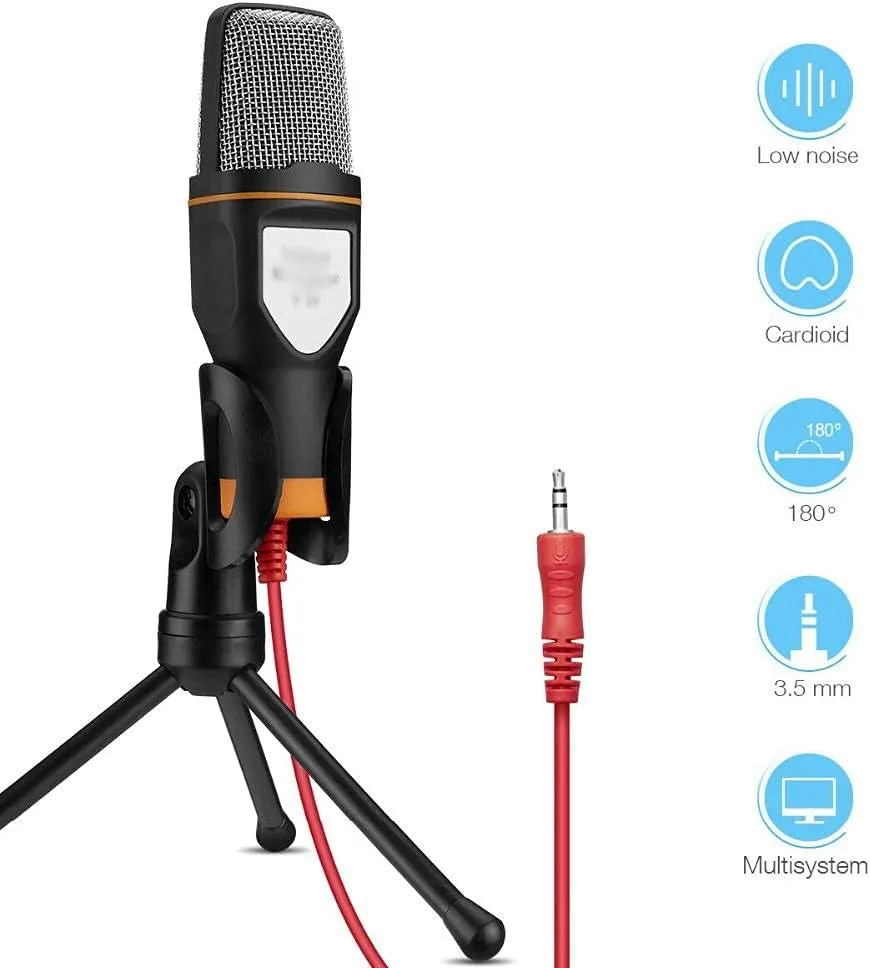 3.5Mm Audio Wired Stereo Condenser Microphone With Holder Stand Clip Sf-666