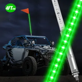 4FT LED Whip Light with Aluminum Base Green Color