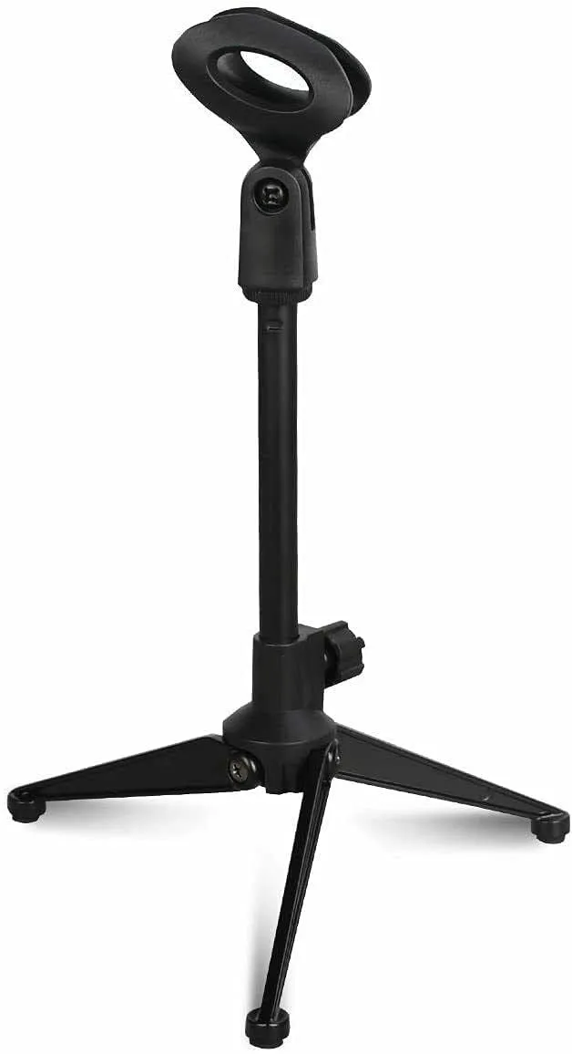 5 Core Desk Mic Stand ,Height Adjustable Table Tripod Portable Desktop Microphone Stand Includes Universal Mic Holder ,Compatible w Dynamic Handheld Microphones- MS MINI TRI BLK