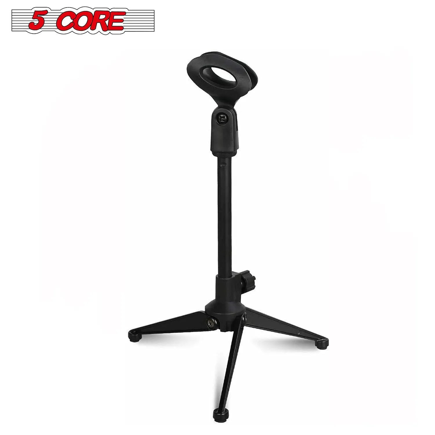 5 Core Desk Mic Stand ,Height Adjustable Table Tripod Portable Desktop Microphone Stand Includes Universal Mic Holder ,Compatible w Dynamic Handheld Microphones- MS MINI TRI BLK
