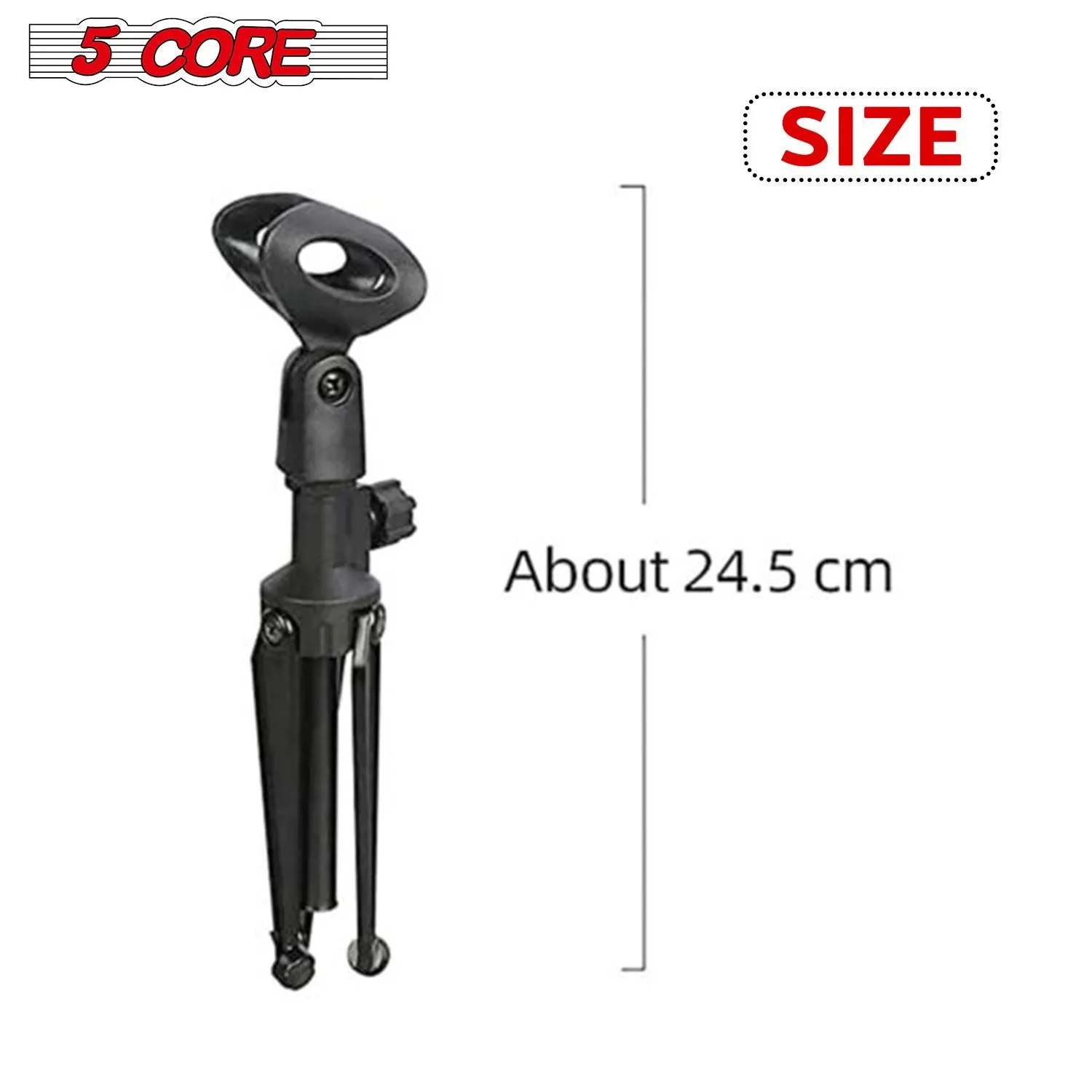 5 Core Desk Mic Stand ,Height Adjustable Table Tripod Portable Desktop Microphone Stand Includes Universal Mic Holder ,Compatible w Dynamic Handheld Microphones- MS MINI TRI BLK