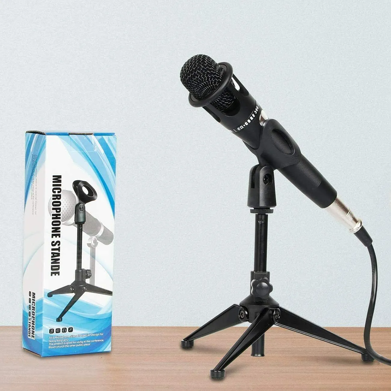 5 Core Desk Mic Stand ,Height Adjustable Table Tripod Portable Desktop Microphone Stand Includes Universal Mic Holder ,Compatible w Dynamic Handheld Microphones- MS MINI TRI BLK