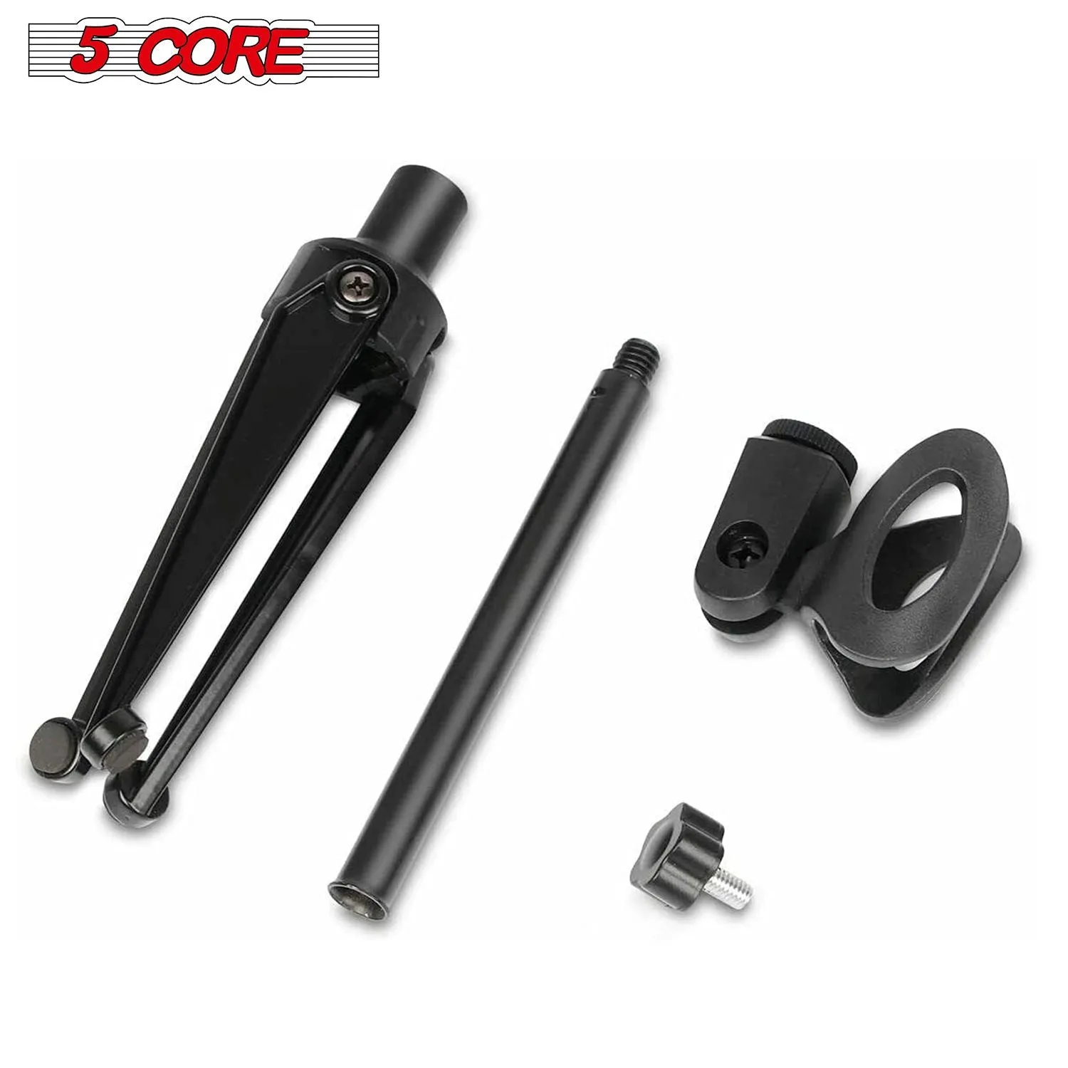 5 Core Desk Mic Stand ,Height Adjustable Table Tripod Portable Desktop Microphone Stand Includes Universal Mic Holder ,Compatible w Dynamic Handheld Microphones- MS MINI TRI BLK