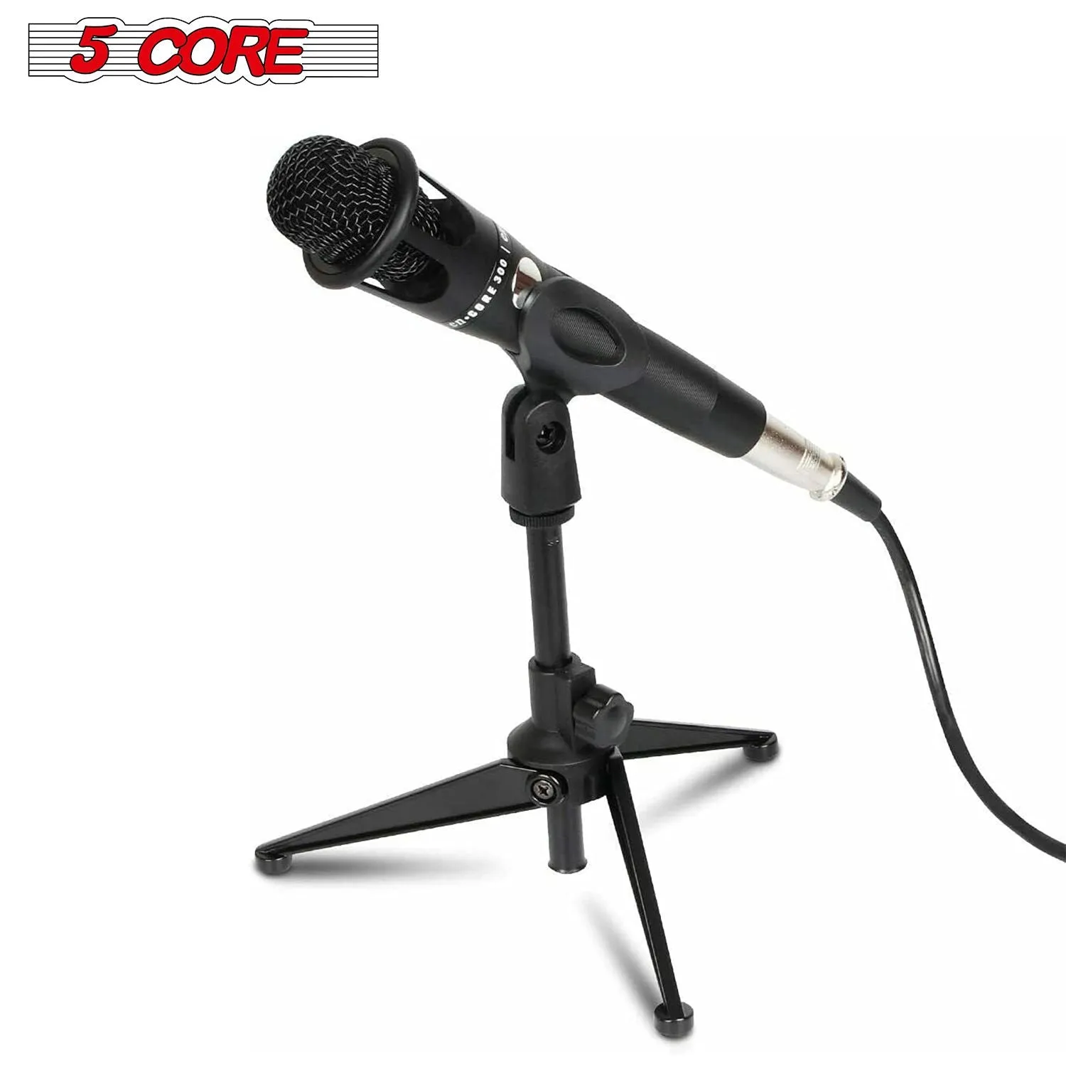 5 Core Desk Mic Stand ,Height Adjustable Table Tripod Portable Desktop Microphone Stand Includes Universal Mic Holder ,Compatible w Dynamic Handheld Microphones- MS MINI TRI BLK