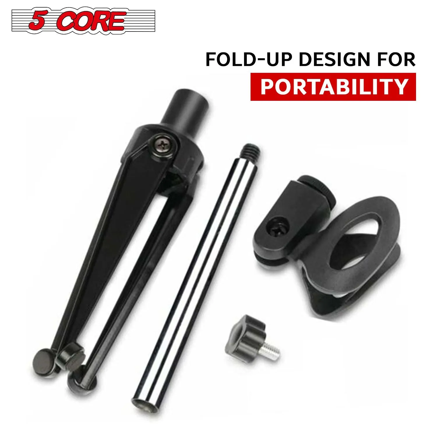 5 Core Desk Mic Stand  Height Adjustable Table Tripod Portable Desktop Microphone Stand  Includes Universal Mic Holder Compatible w Dynamic Handheld Microphones- MS MINI TRI CH