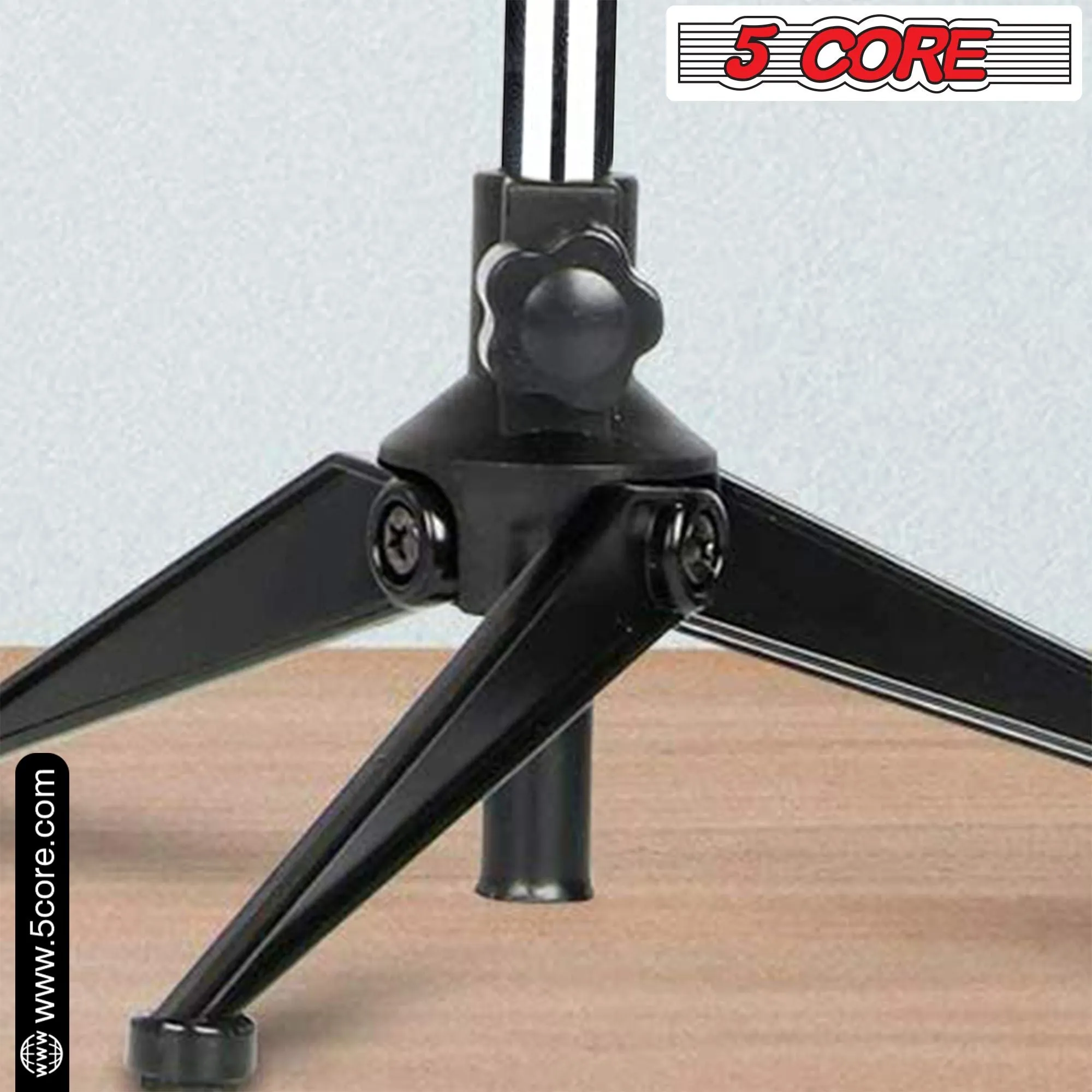 5 Core Desk Mic Stand  Height Adjustable Table Tripod Portable Desktop Microphone Stand  Includes Universal Mic Holder Compatible w Dynamic Handheld Microphones- MS MINI TRI CH