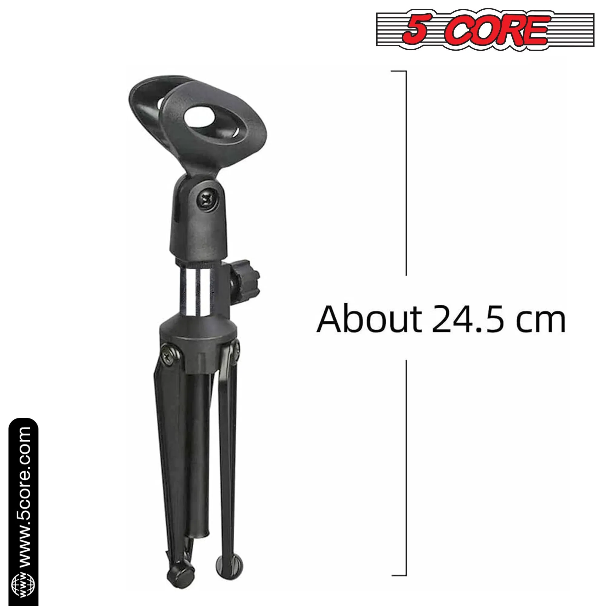 5 Core Desk Mic Stand  Height Adjustable Table Tripod Portable Desktop Microphone Stand  Includes Universal Mic Holder Compatible w Dynamic Handheld Microphones- MS MINI TRI CH