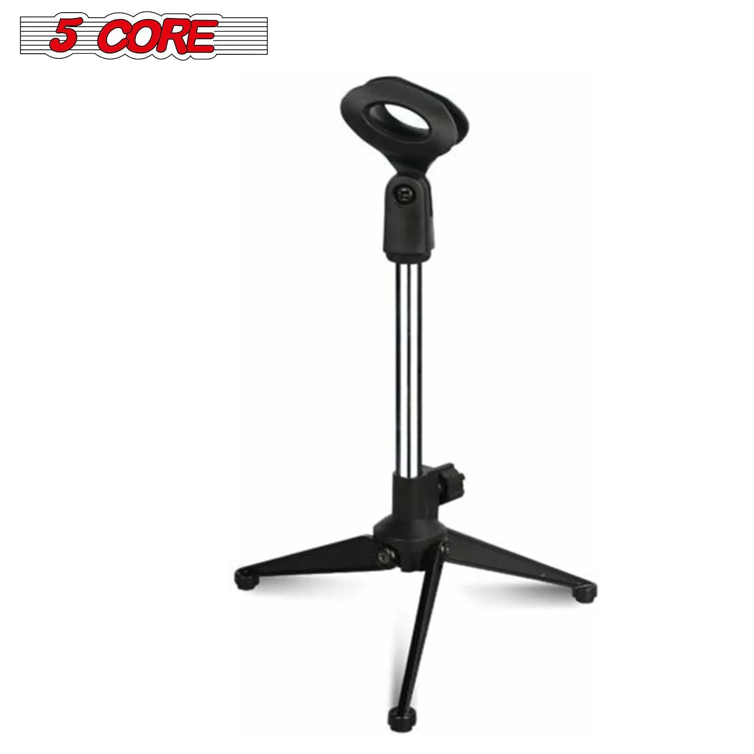 5 Core Desk Mic Stand  Height Adjustable Table Tripod Portable Desktop Microphone Stand  Includes Universal Mic Holder Compatible w Dynamic Handheld Microphones- MS MINI TRI CH