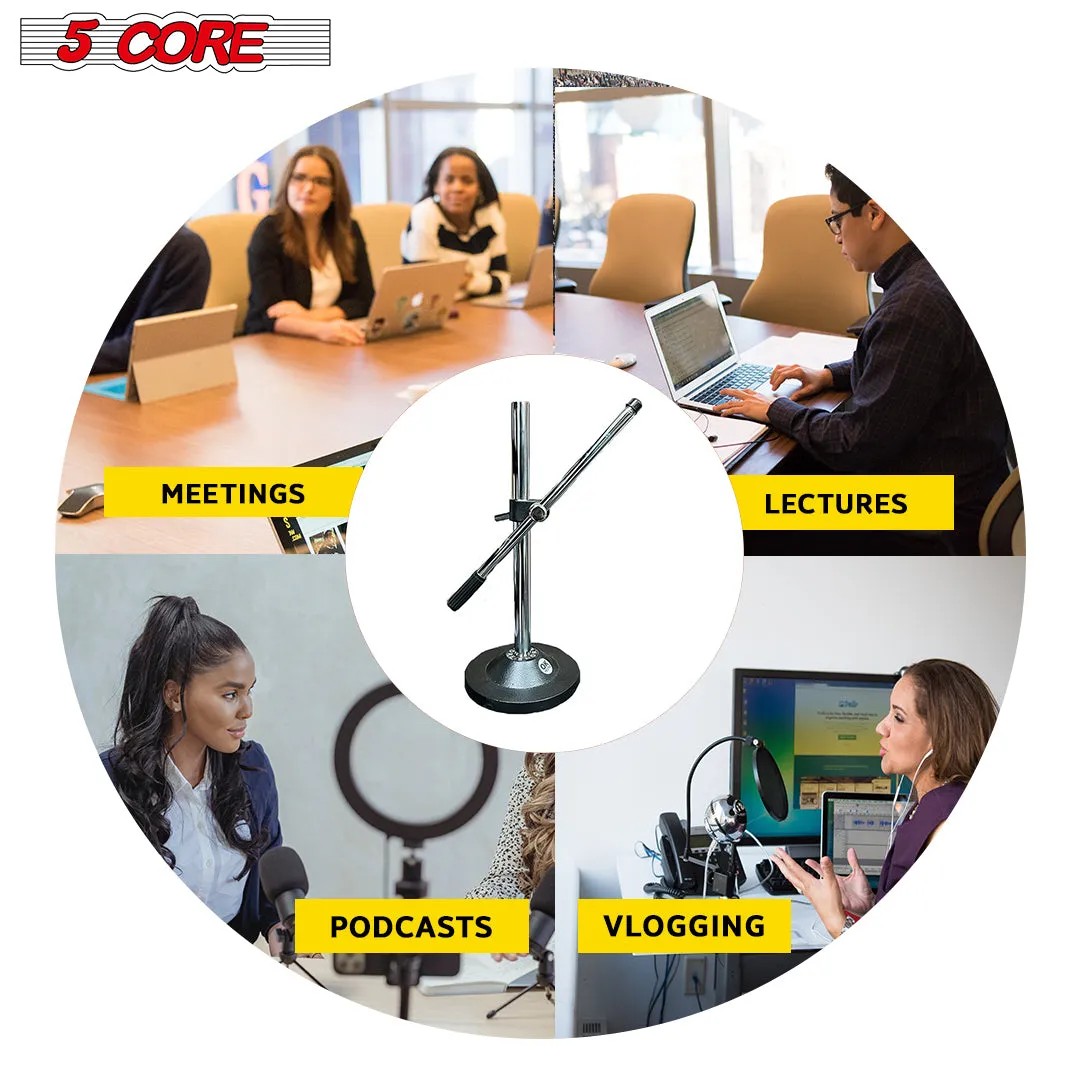5Core Microphone Stand Tripod Mic Stand Universal Adjustable Desk