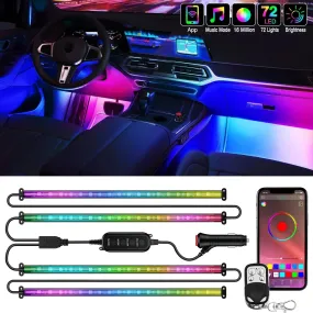 72Leds RGBIC Interior Light Strip APP RF Remote Control 4PCS