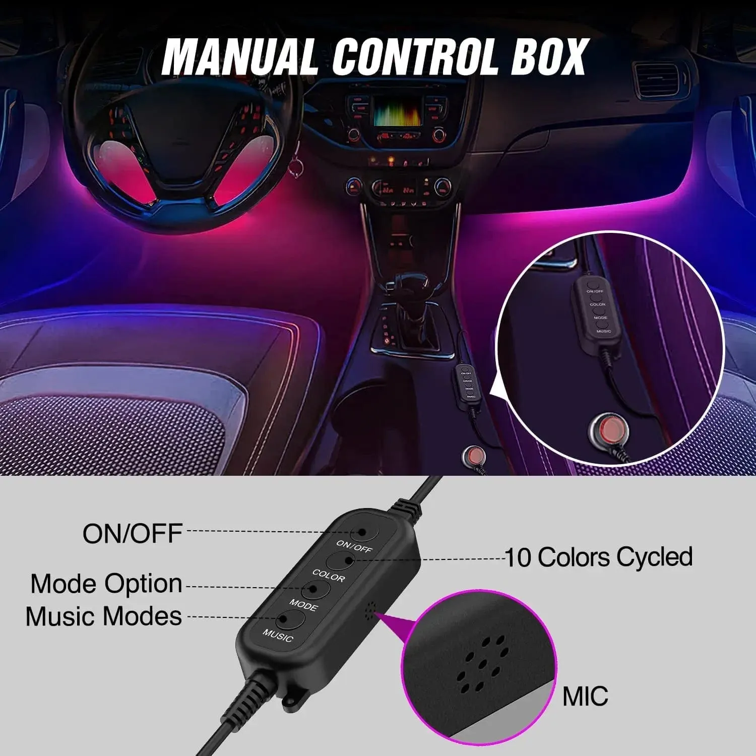72Leds RGBIC Interior Light Strip APP RF Remote Control 4PCS