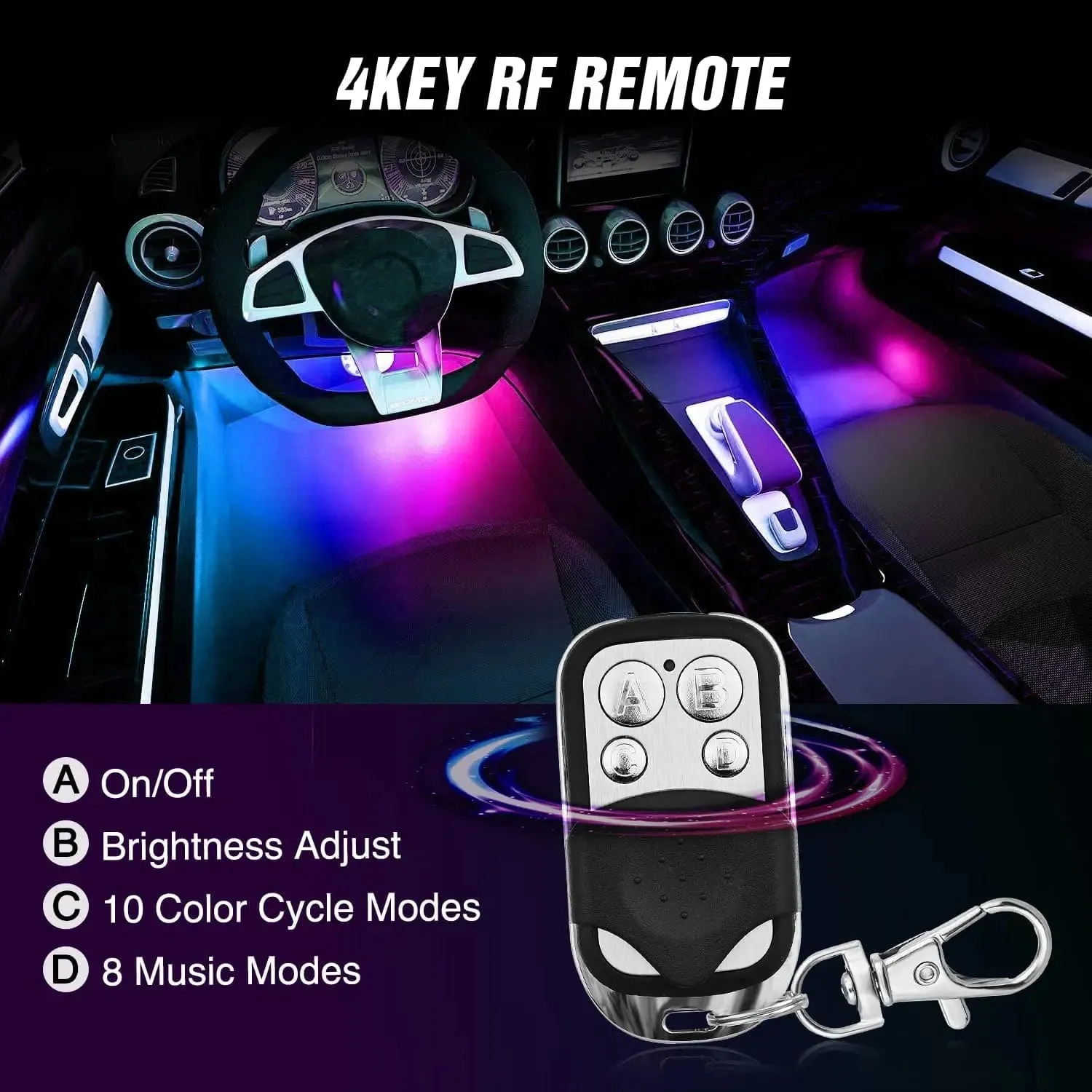 72Leds RGBIC Interior Light Strip APP RF Remote Control 4PCS