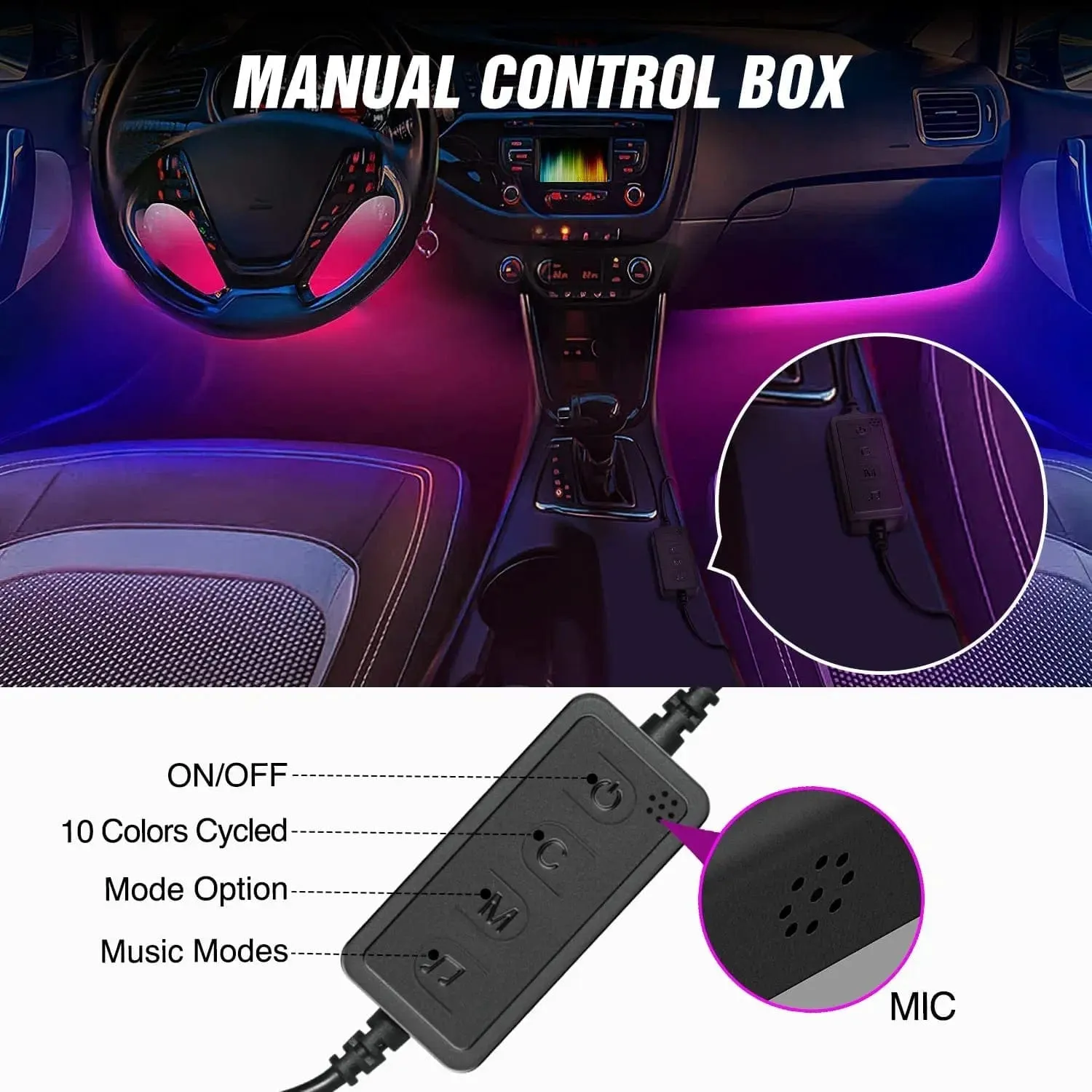 72Leds RGBIC USB Interior Light Strip APP RF Remote Control 4PCS