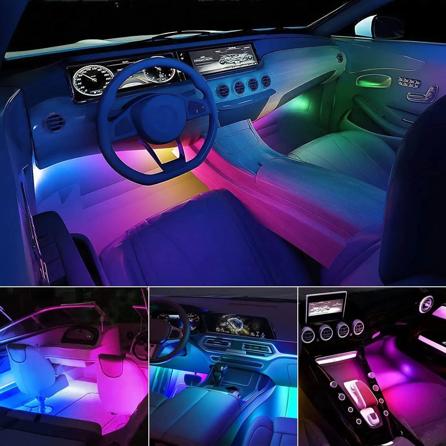 72Leds RGBIC USB Interior Light Strip APP RF Remote Control 4PCS