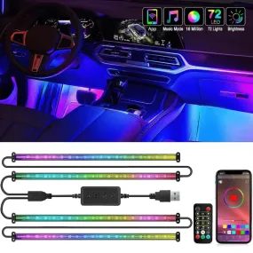 72Leds RGBIC USB Interior Light Strip APP RF Remote Control 4PCS