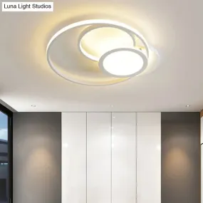 Acrylic Flush Mount LED Ceiling Lamp in White/Black - Modern Multi-Hoop Design - Warm Light