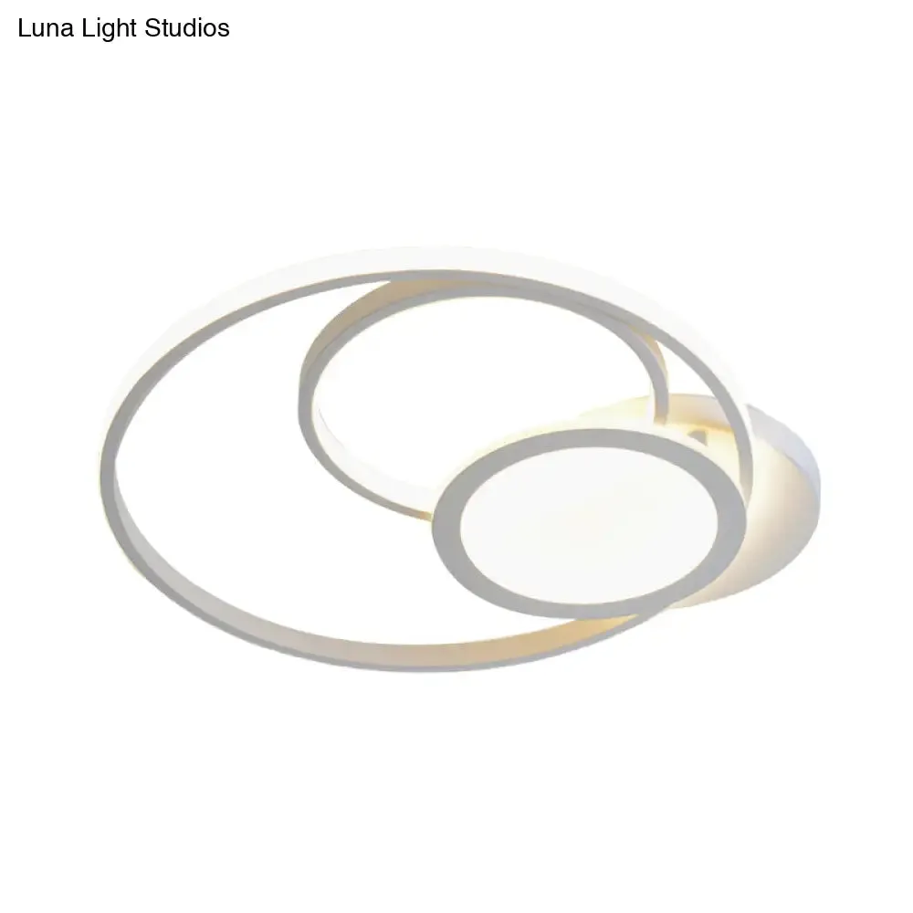 Acrylic Flush Mount LED Ceiling Lamp in White/Black - Modern Multi-Hoop Design - Warm Light