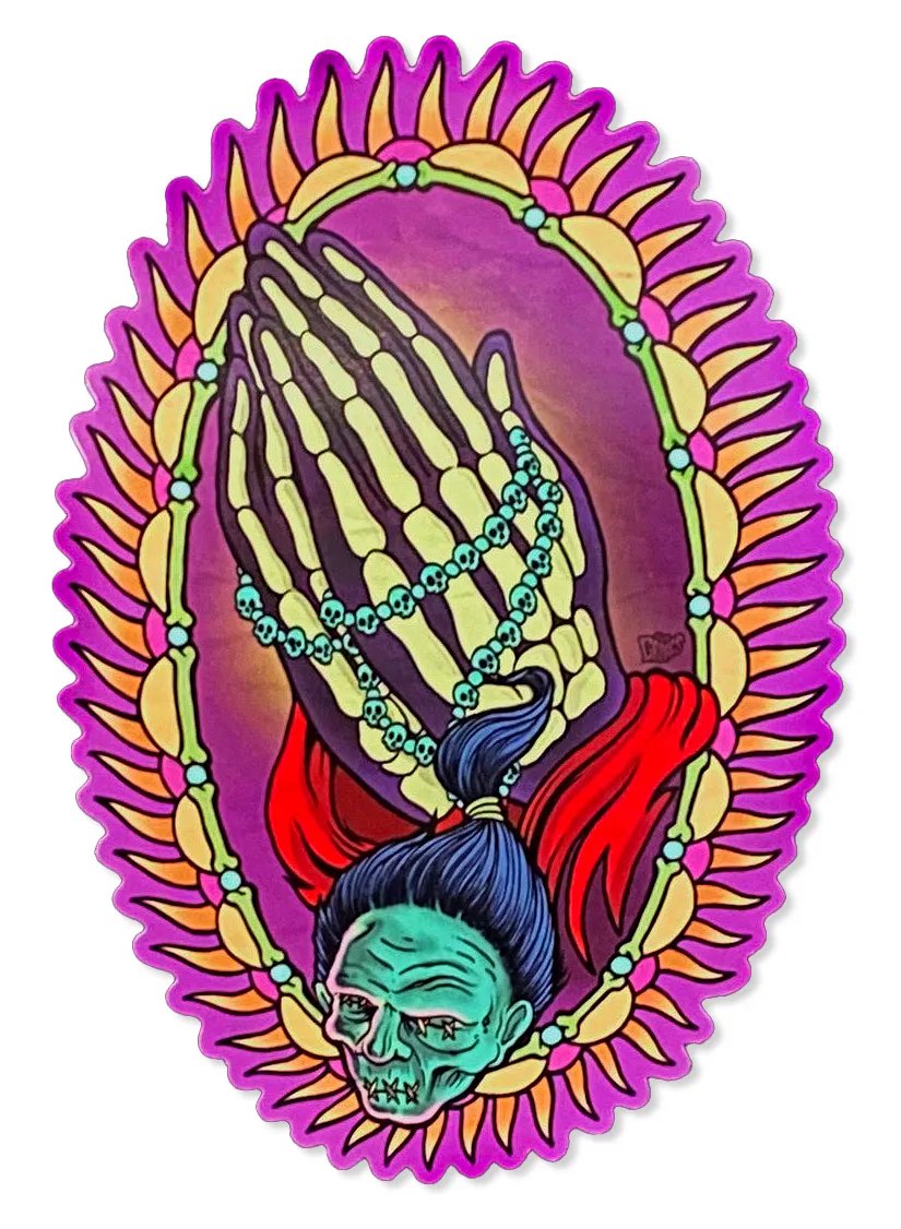 ALLAN GRAVES PRAYING FOR EVIL STICKER