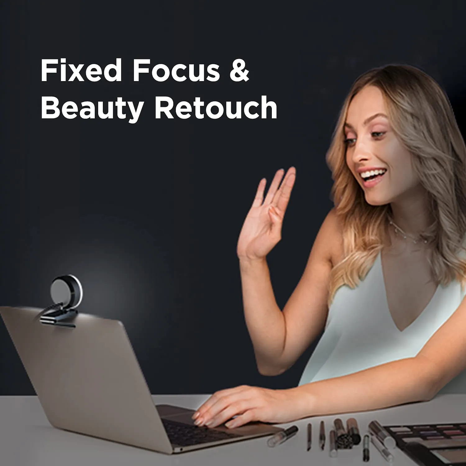 Ausdom Papalook PA552 Webcam Streaming with Ring Light and 2 Mics, Full HD 1080p and Tripod Included