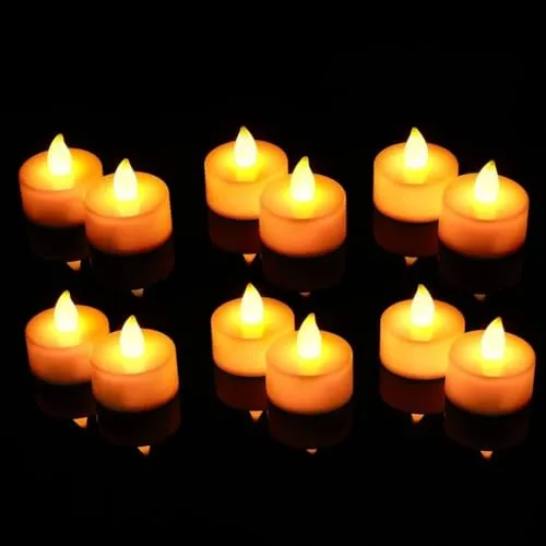 B S NATURAL Flameless Candles LED Heart Shape Tea Light Candles Multi Color Electrical Diya Candles Battery Operated Fake Candles for Gift/(Pack of 12)_01