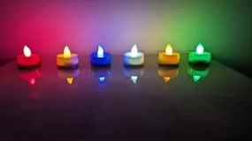 B S NATURAL Multi Color Changing LED Tea Light Candle, Smokeless, Flame Less, Battery Operated Led Multi Color Candles Diya for Diwali Gift, Flickering LED Tealights (Multi Color, Pack of 6)
