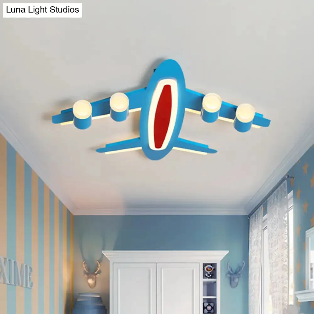 Blue LED Flush Mount Ceiling Light for Bedroom with Creative Acrylic Finish
