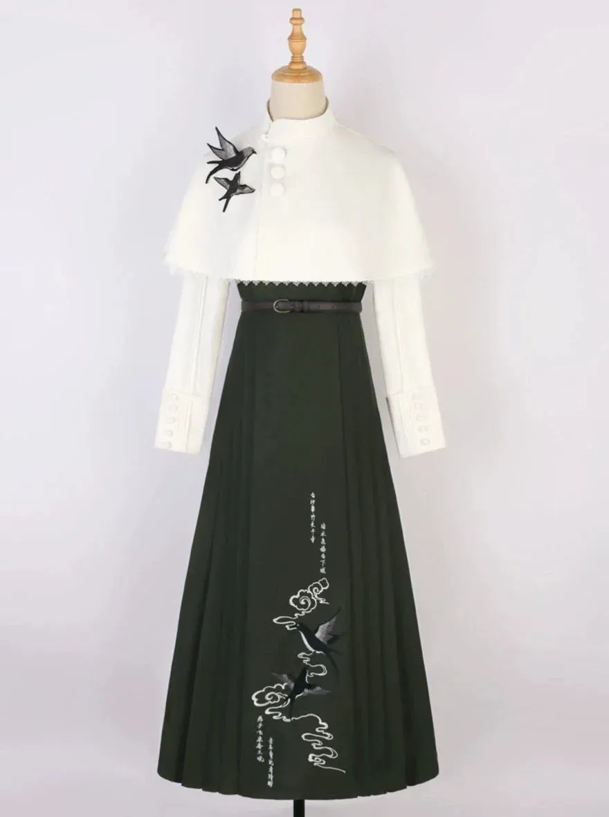 China Short Cape   Skirt Pleated   Retro Blouse
