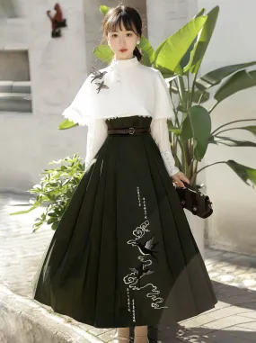 China Short Cape   Skirt Pleated   Retro Blouse