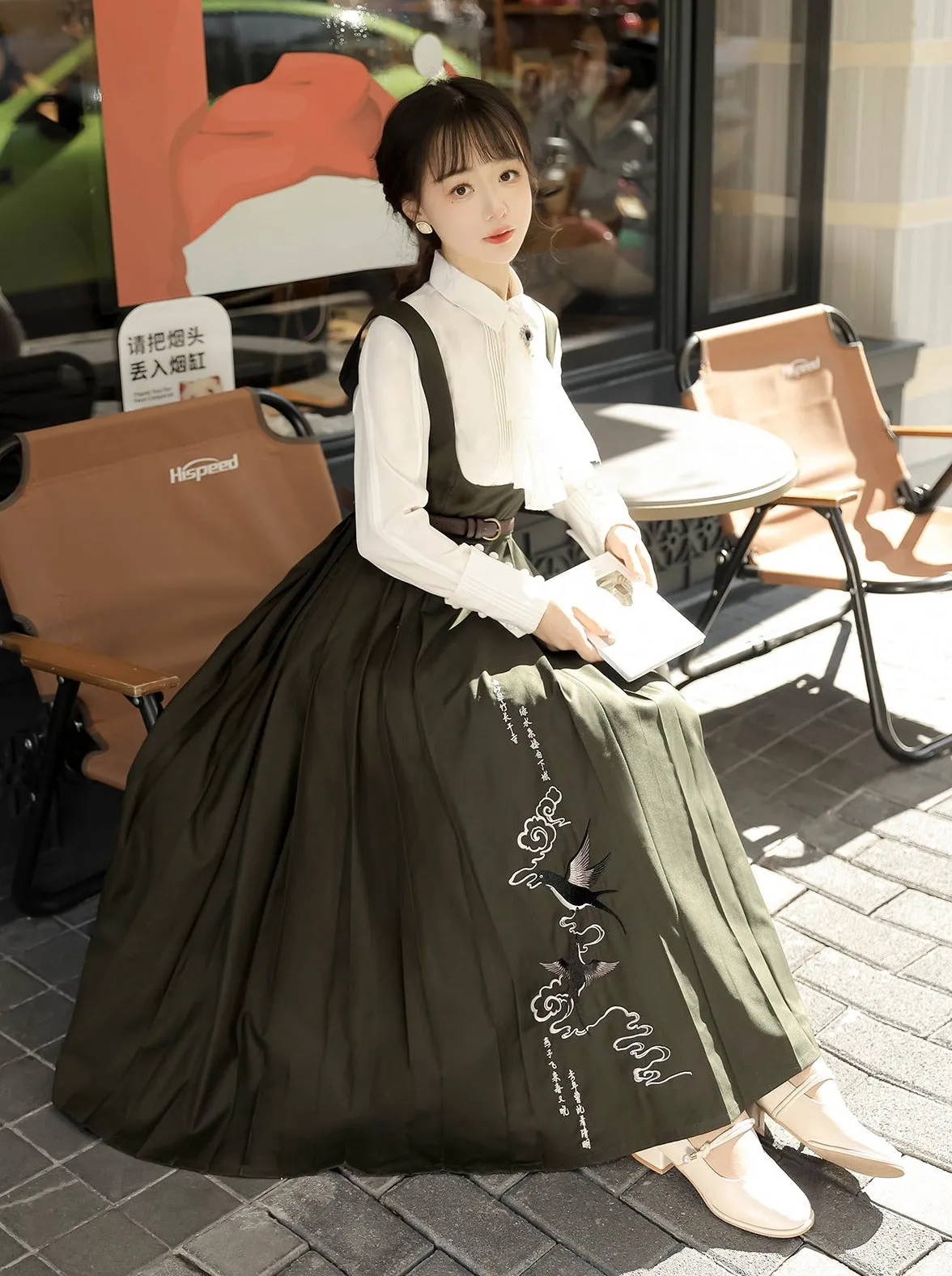 China Short Cape   Skirt Pleated   Retro Blouse