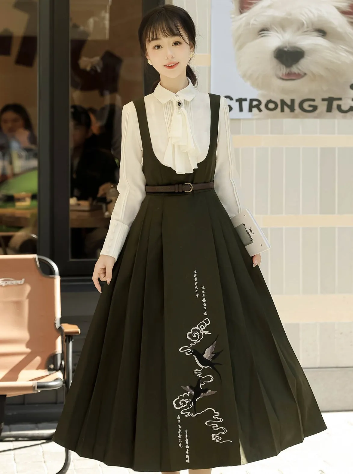 China Short Cape   Skirt Pleated   Retro Blouse