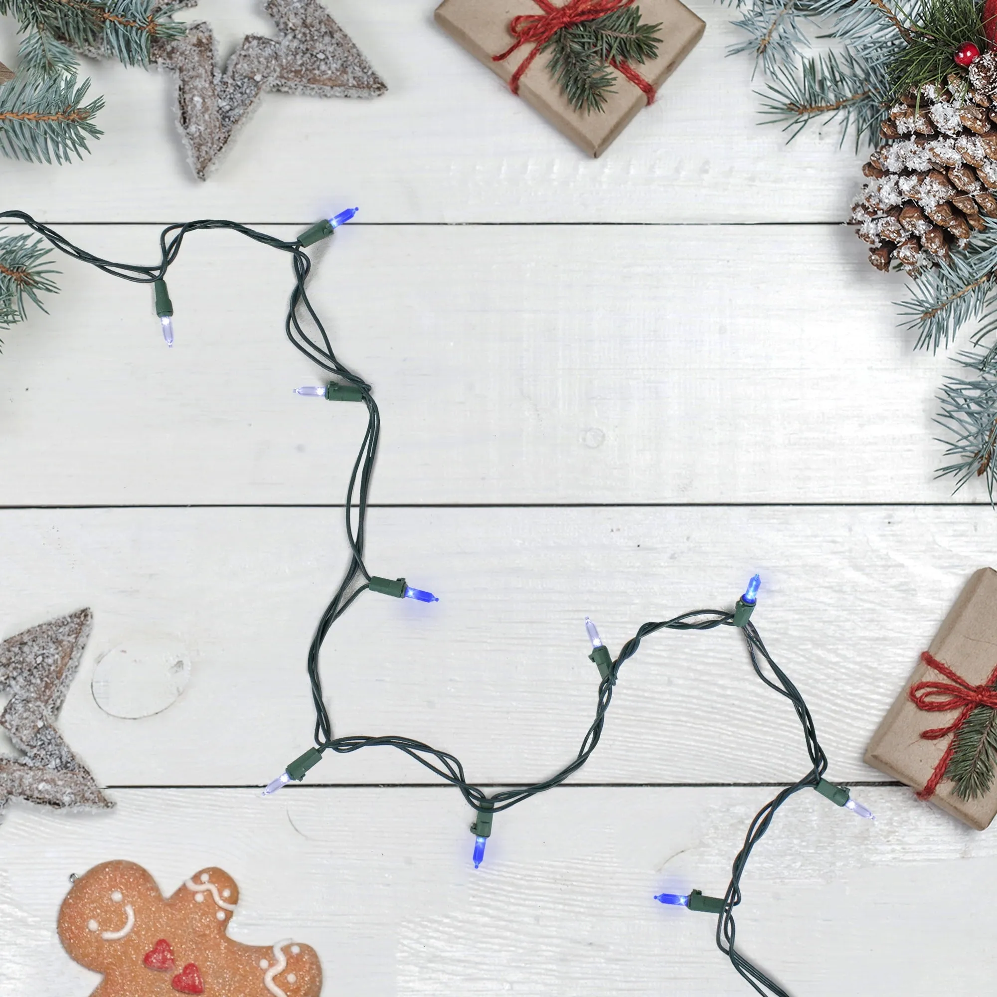 classic 100ct LED Mini Christmas Lights Green - 33' Green Wire Blue