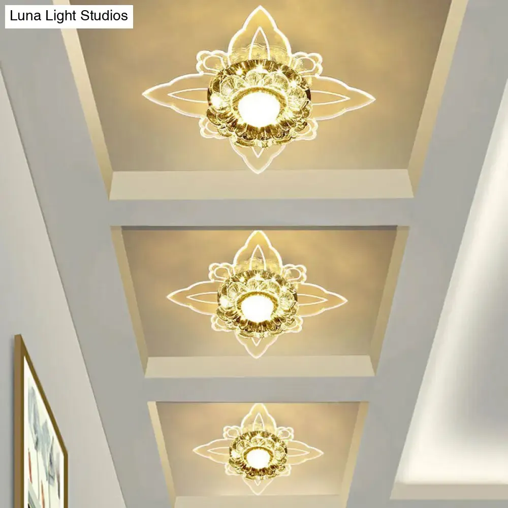 Clear Crystal LED Flush Mount Ceiling Light - Simplicity and Elegance