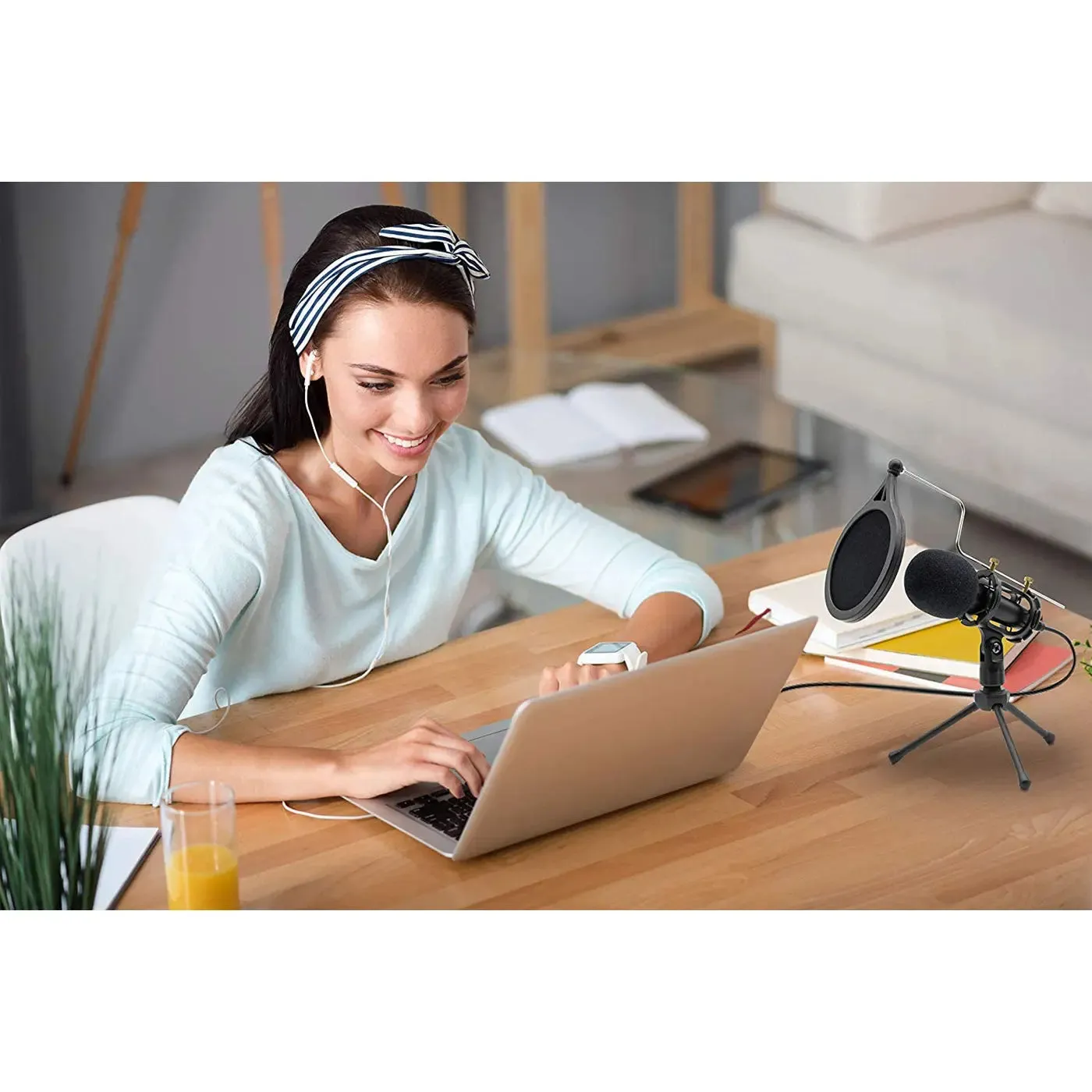 Condenser Recording Microphone 3.5mm Plug and Play for Mac PC Android Gaming (Black)
